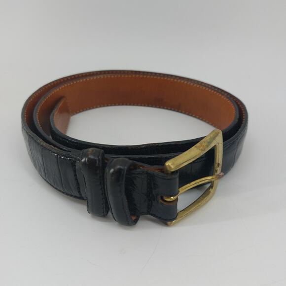Brighton Embossed Calfskin Baddle Leather Black Size 34 - Picture 6 of 11